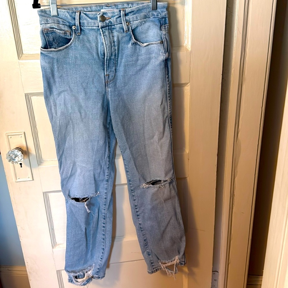 GOOD AMERICAN Distressed Denim Jeans size 8 | 29